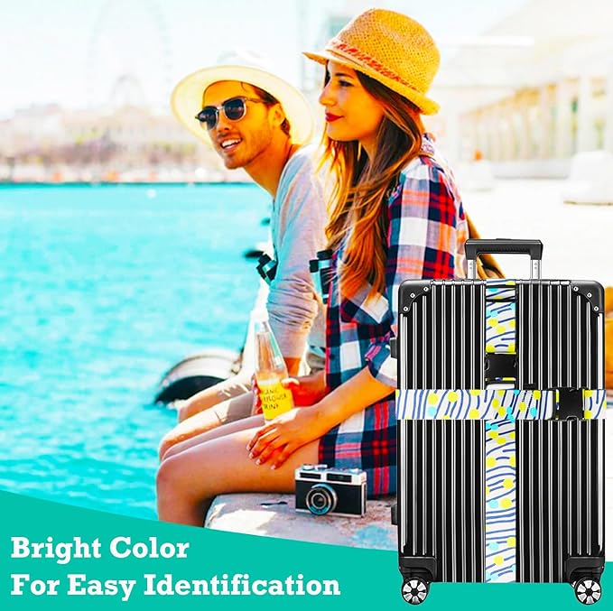 Luggage Straps for Suitcases TSA Approved Easy Pack Organized Suitcase Strap, Luggage Strap, Luggage Belt Strap, Bag Straps for Luggage. Buckle Straps Travel Accessories (Stripe)
