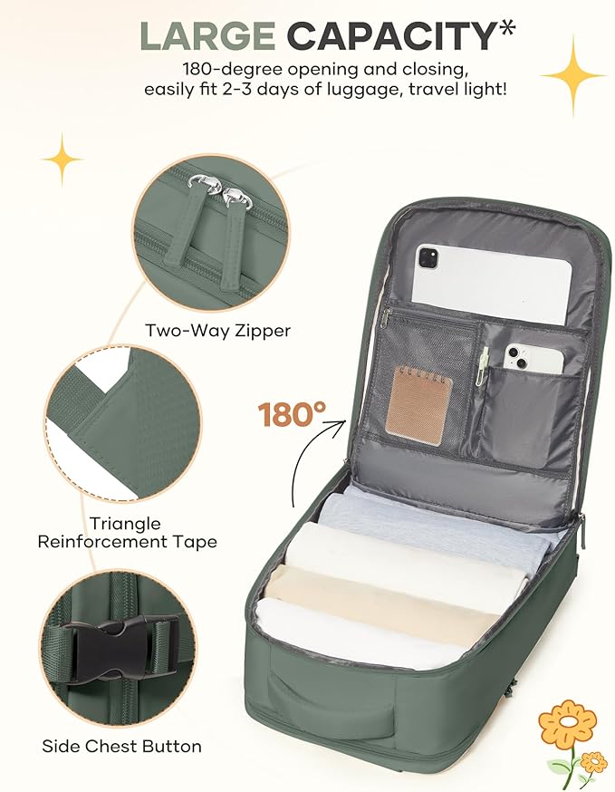 coofay Travel Backpack For Women Men Airline Approved Carry On Backpack Flight Approved Waterproof Sports Luggage Backpack Casual Daypack Small Hiking Backpacks