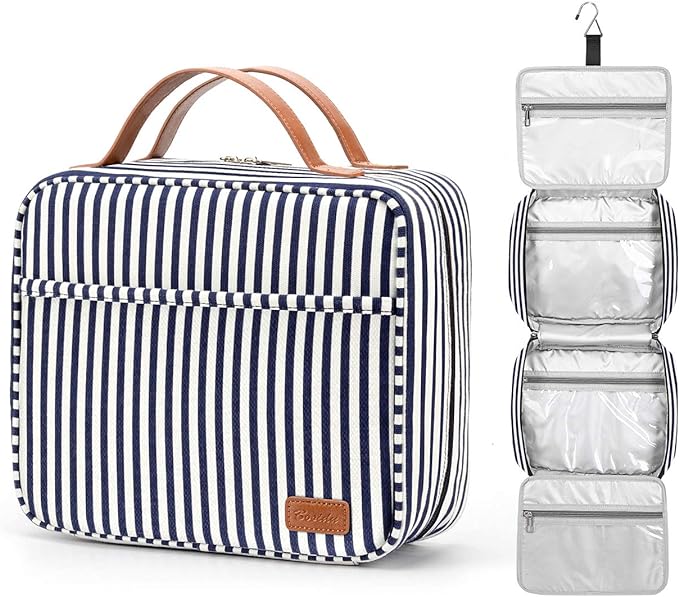 Bosidu Hanging Travel Toiletry Bag,Large Capacity Cosmetic Travel Toiletry Organizer for Women with 4 Compartments & 1 Sturdy Hook,Perfect for Travel/Daily Use/Christmas
