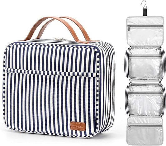 Bosidu Hanging Travel Toiletry Bag,Large Capacity Cosmetic Travel Toiletry Organizer for Women with 4 Compartments & 1 Sturdy Hook,Perfect for Travel/Daily Use/Christmas