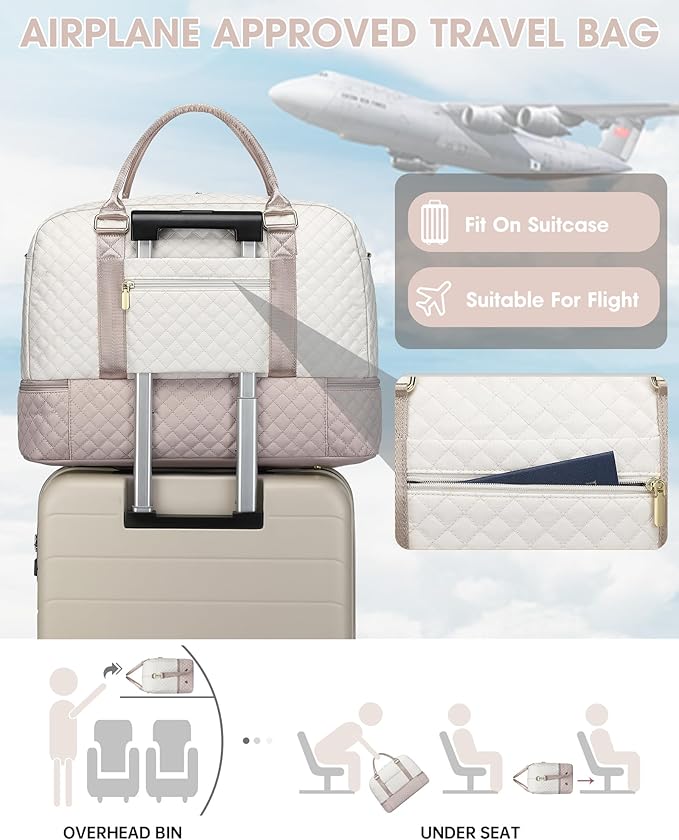 Weekender Bags for Women Travel Bag- Duffle Bag for Women with Shoe Compartment Carry On Overnight Bag with Toiletry Bag & Wet Pocket