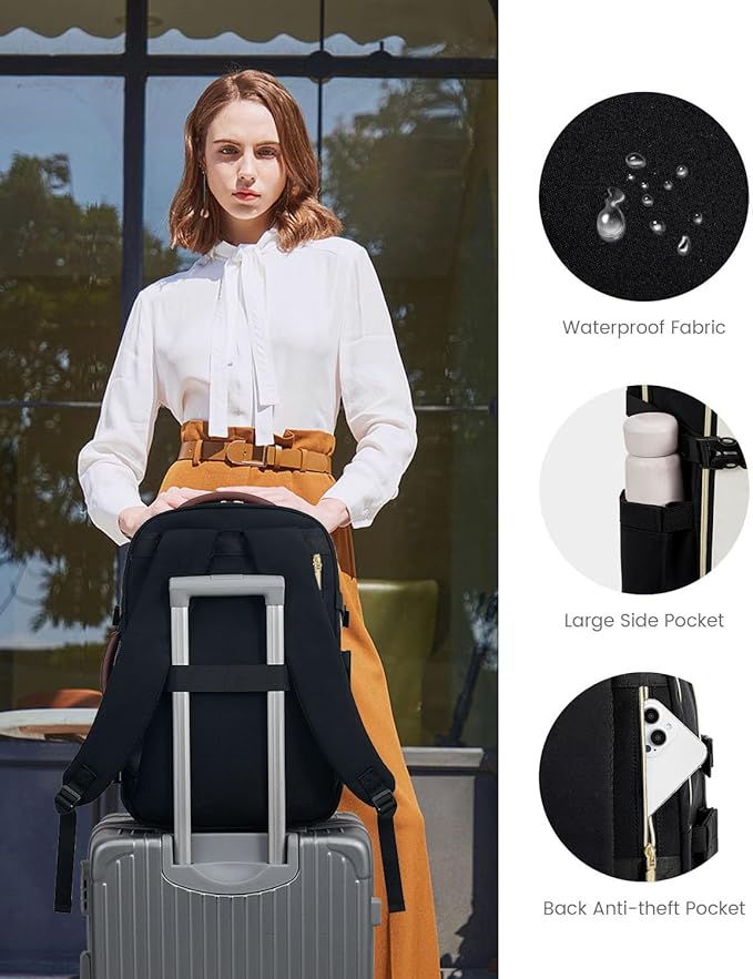 LOVEVOOK Carry On Travel Backpack For Women Flight Approved, 40L Large Personal Item Backpack Travel Bag for Airplanes, Business 17 Inch Laptop Backpack, Weekender Overnight Daypack, With 2 Cubes
