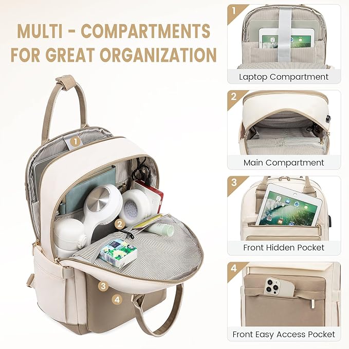 LOVEVOOK Laptop Backpack for Women 14 Inch Laptop Bag with USB Port, Fashion Waterproof Backpacks Teacher Nurse Stylish Travel Bags Vintage Daypacks for College Work
