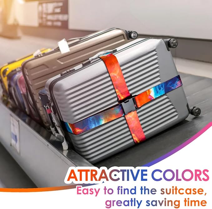 Gutsdoor Luggage Straps for Suitcases Adjustable Travel Belt, Connector Holds Suitcase Bright Colorful Identifiers Travel Bag Accessories (Sun Orange)
