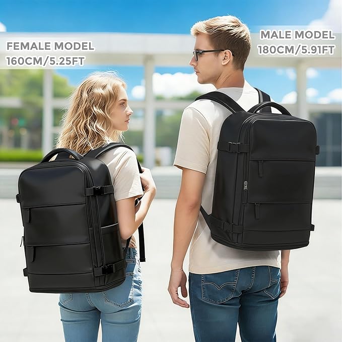 coowoz Vacuum Backpack Travel with Pump,Travel Backpack with Vacuum System For Women Men,Carry On Backpack,Hiking Backpack Waterproof Outdoor Sports Rucksack Casual Daypack,TPU Coated Black