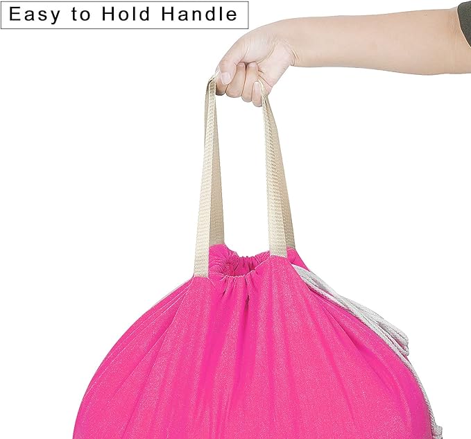 Heavy Duty Laundry Bag with Drawstring and Handle, Extra Large Travel Dirty Clothes Bag for Laundromat and Household, Durable Rip-Stop Laundry Hamper Liner, 28 x 40 Inch by SANFERGE, Hot Pink