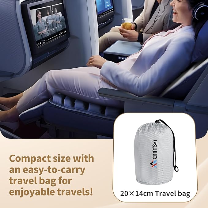 Air Inflatable Travel Seat Cushion with Built-in Pump & Carry Bag– Portable & Adjustable for Airplane, Car, Office – Coccyx, Sciatica & Tailbone Pain Relief (Blue)