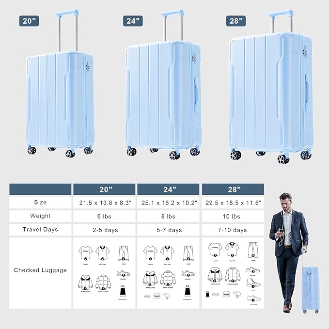 Merax 24 Inch Expandable Checked Luggage, Hardshell ABS Medium Suitcase with Spinner Wheels, TSA Lock, Lightweight Travel Suitcase for Long Trips and Vacations