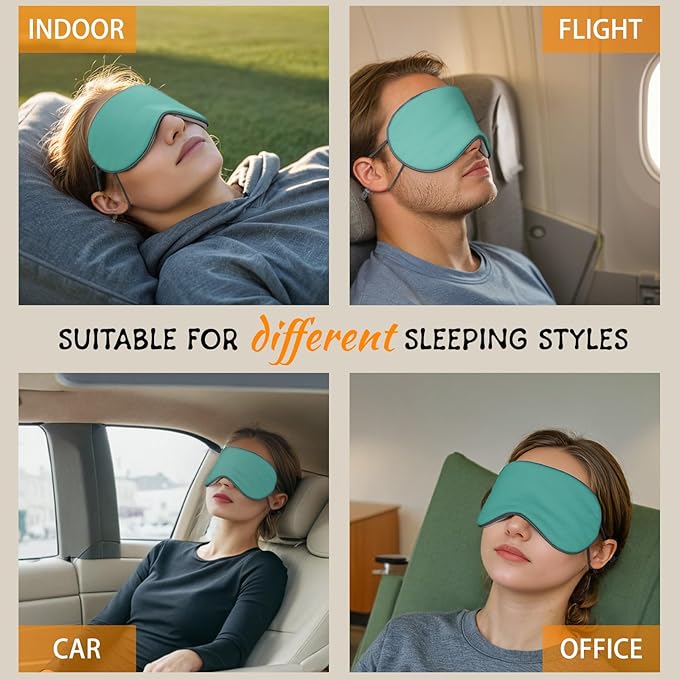 Inflatable Travel Pillow for Airplane, Inflatable Neck Pillow Airplane for Travel Office Nap Neck Support, Buy 1 Get 3 Professional Green Sleeping Eye Mask and Highly Silent