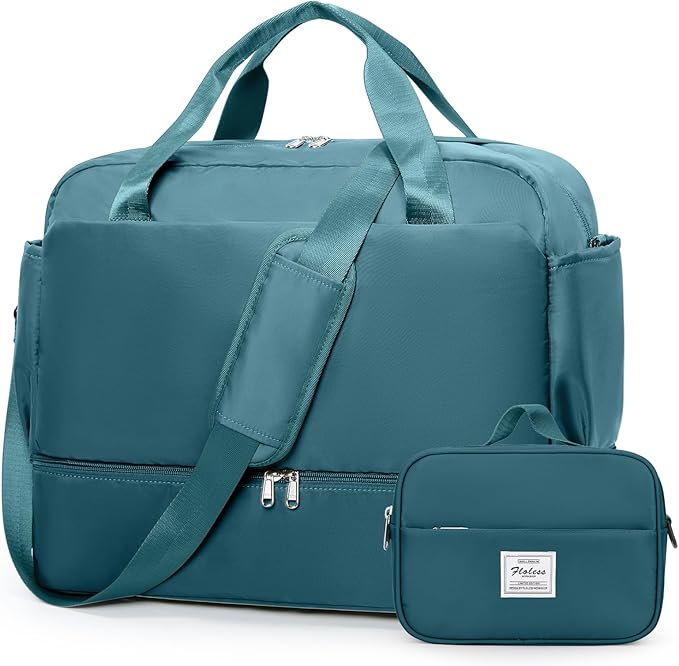 Travel Duffel Bags for Women, Carry-on Overnight Weekender Bag with Wet Pocket & Toiletry Bag, For Spirit Airlines 18x14x8 Personal Item Bag