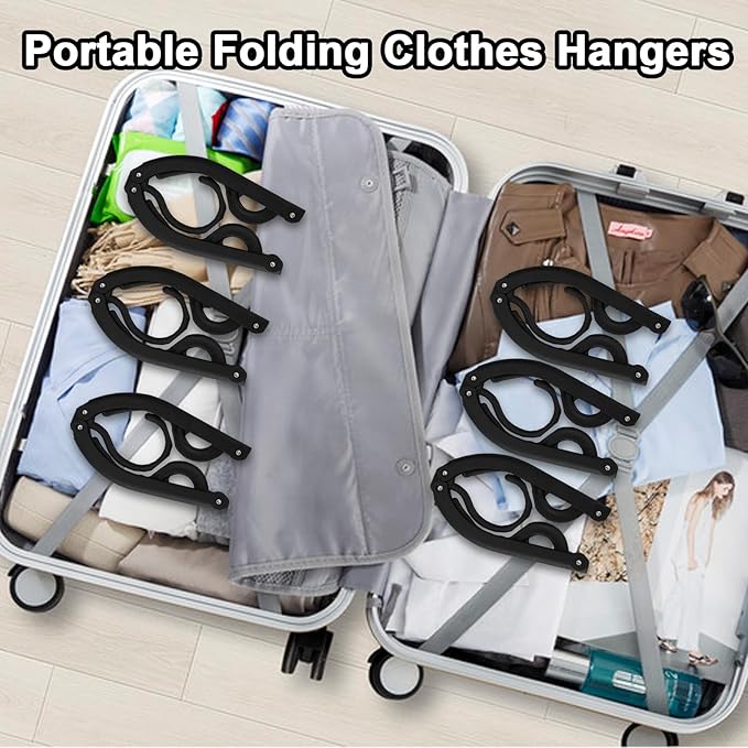 24 PCS Travel Hangers,Portable Folding Clothes Hangers,Clothes Hangers with Clotheslines,Foldable Clothes Drying Rack for Travel,Plastic Foldable Non Slip Clothing Hangers