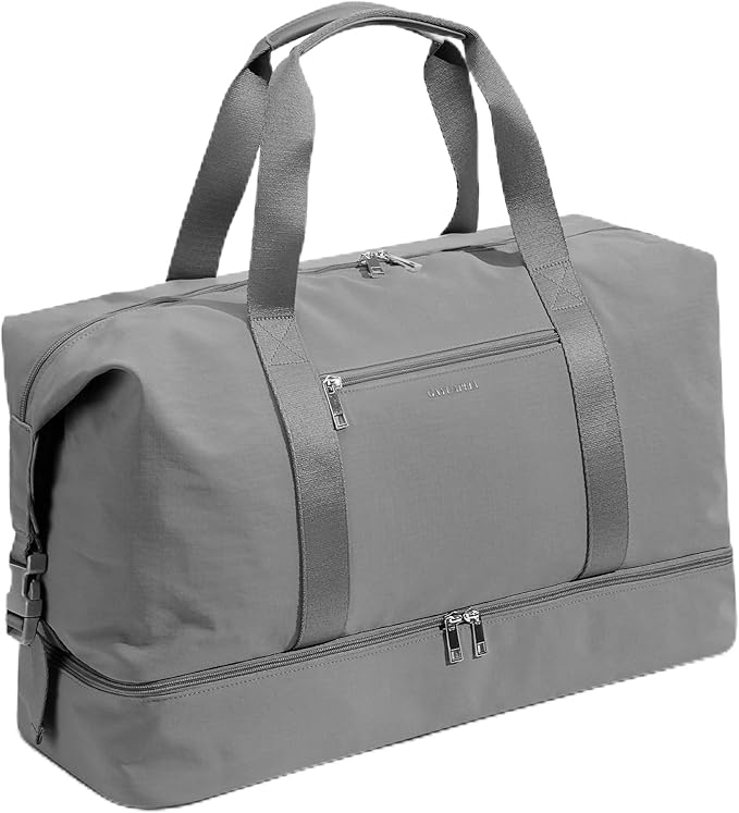 Oeihuivt Weekender Bags for Women - 21 Inch Large Travel Duffel Bag 2-Piece Set with Shoe Compartment, Heavy-Duty Canvas Leather Carry On Overnight Tote