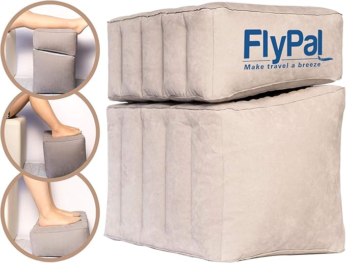 Flypal Inflatable Foot Rest Pillow, Kids Airplane Bed | Adjustable Height Leg Rest for Travel & Office | Improves Comfort & Circulation, Reduces Swelling & Fatigue | Lightweight & Portable