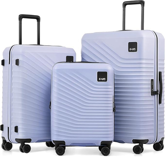 Coolife Luggage Suitcases Hardside Lightweight: Durable PC Expandable Travel 3 Piece Set with Dual Spinner Wheels & TSA Lock, 20/24/28 (20" Expandable) (Light Purple, 3-Piece Set (20/24/28))