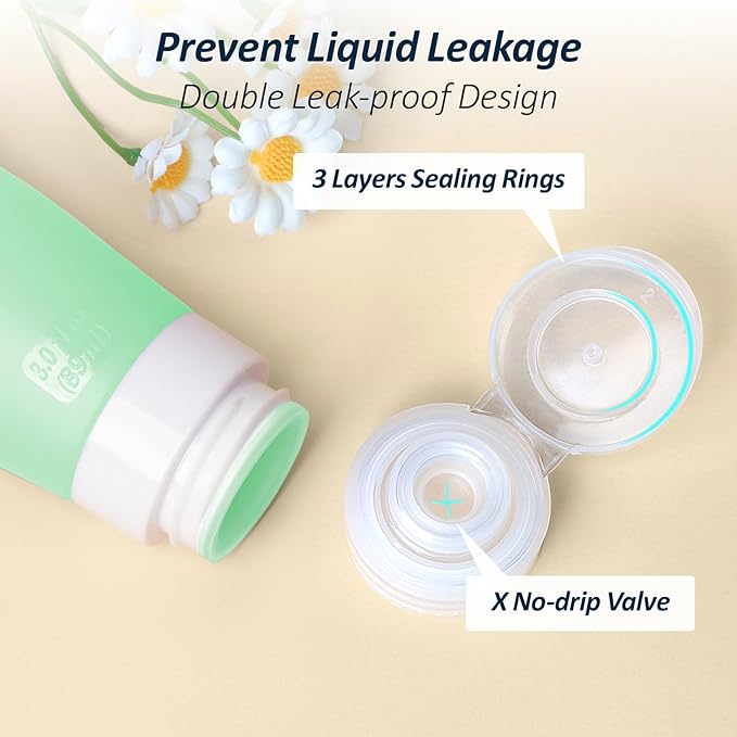 PACKISM 5 Pack TSA Approved Toiletry Bag with Bottles - Leakproof 3oz Silicone Travel Container Kit for Toiletries, Clear Quart Size Bag for Shampoo Conditioner Lotion (BPA Free)