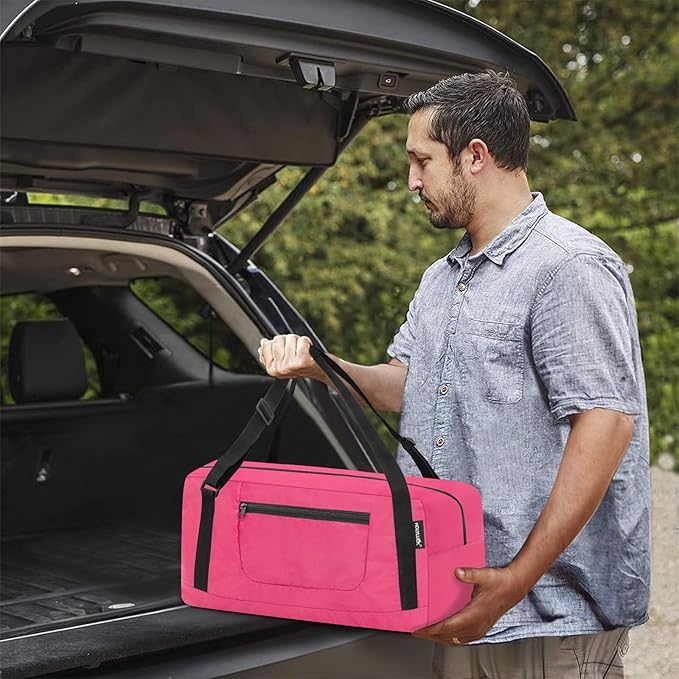 HOLYLUCK Foldable Travel Duffel Bag For Women & Men Luggage Great for Gym - pink