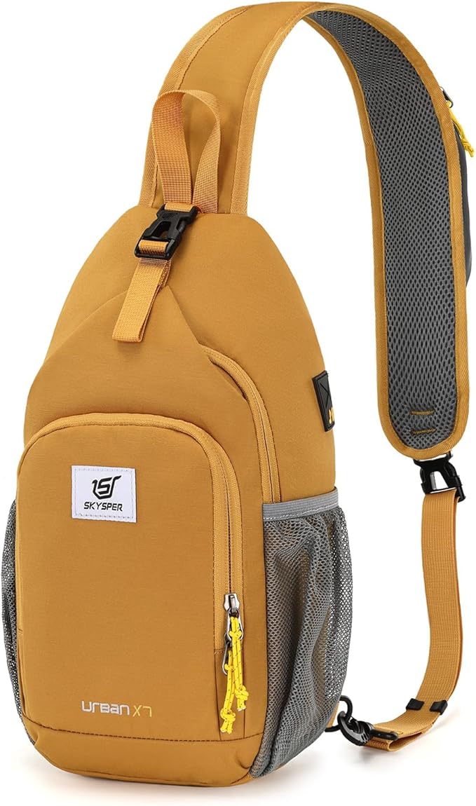 SKYSPER Sling Bag RFID Crossbody Sling Backpack Cross Body Shoulder Bag Travel Hiking Daypack for Women Men(Apricot)
