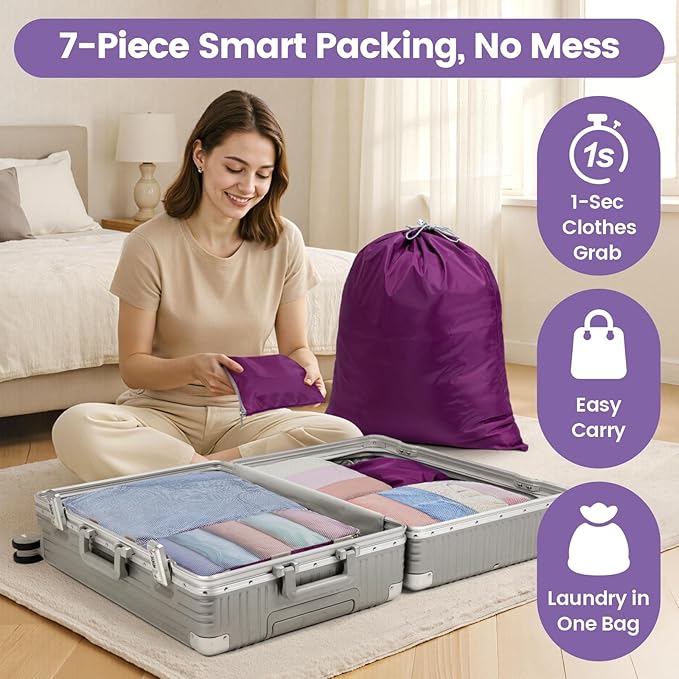 Cambond Compression Packing Cubes for Travel - Lightweight Expandable Travel Bags Luggage Organizers Travel Essentials Compression Cubes for Travel Space Saver for Carry on Suitcases Organizer