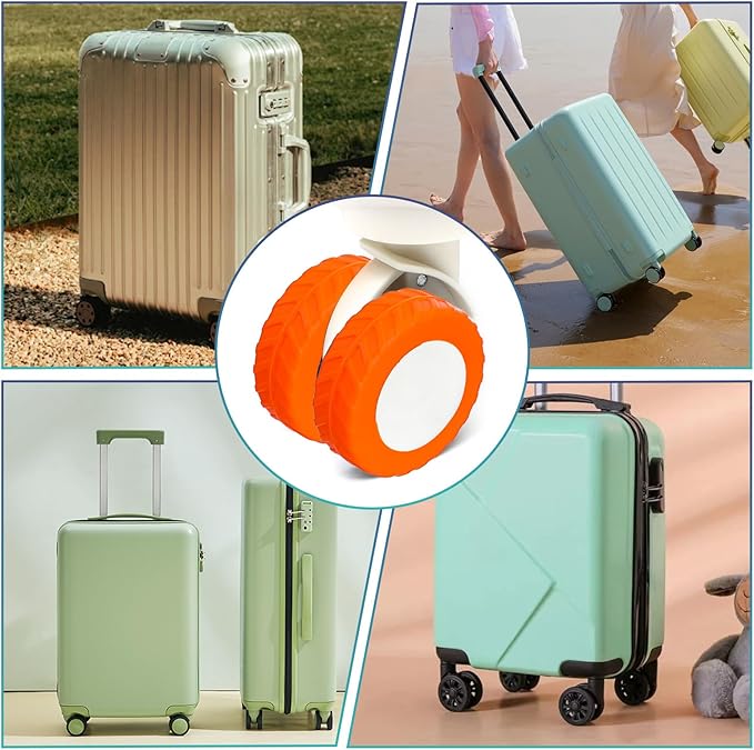 Ymapinc 8Pcs Orange Luggage Wheel Covers, Silicone Suitcase Protector, Anti-Slip Replacement Accessories for 2.1-2.4 Inch Rolling Roller Wheels