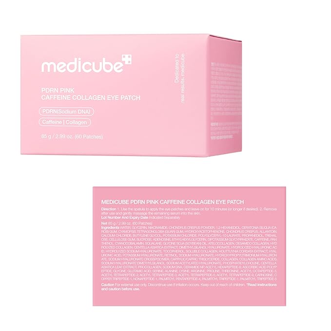 medicube PDRN Caffeine Collagen Eye Patch | Gel Eye Patches for the appearance of Dark Circles, Undereye Bags | Firming, Age-Defying Care with Retinol, Collagen | Korean Skincare | 30 Pairs