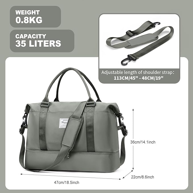Weekender Bags for Women, Travel Duffel Bags with Shoe Compartment,Personal Item Travel Bag for Airlines, Carry on Overnight Tote Bag for Women，Olive Green