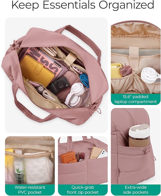 BAGSMART Gym Bag for Women with Toiletry Pouch, Lightweight Weekender Bags for Women with Wet Pocket, 31L Travel Duffle Carry On Bag, Weekender Overnight Bag for Travel,Water Resistant,Dark Pink