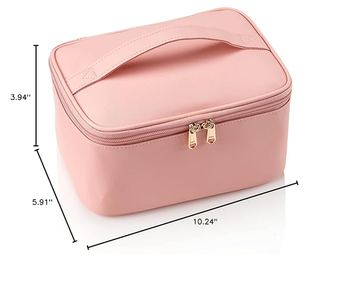 OCHEAL Pink Makeup Bag,Travel Makeup Organizer Bag, Large Capacity Cosmetic Bags For Women Large Travel Toiletry Bag Girls Traveling With Brush Slot And Divider