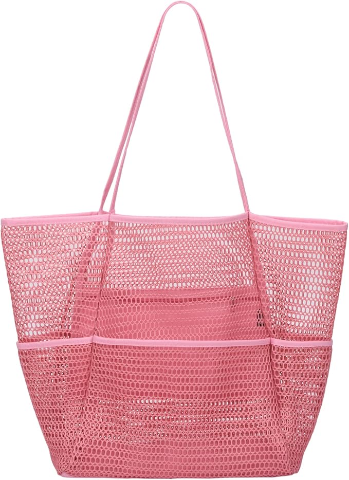 Tainehs Beach Bag - Mesh Tote Bag Beach Vacation Clothes for Women Pool Bag for Travel Pool Family Cruise Essentials 2026