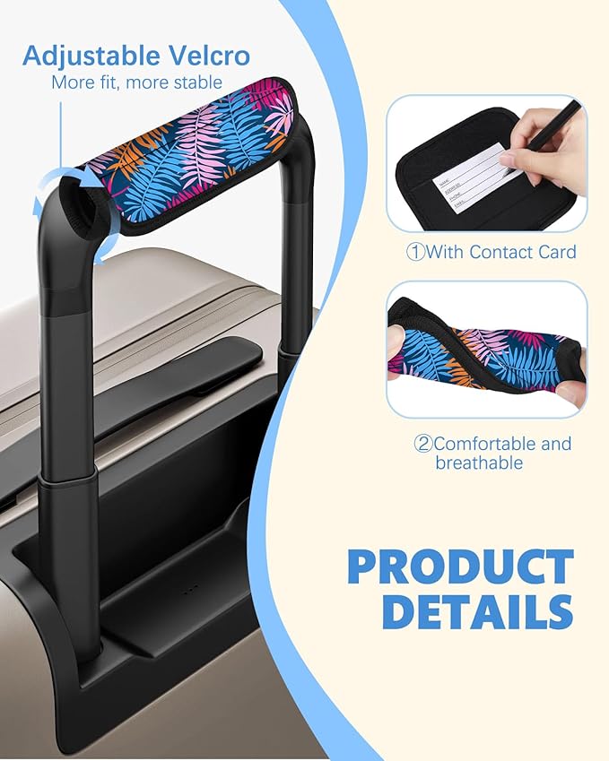 Slohif Luggage Handle Wrap 3Pcs Suitcase Identifier - Bag Strap Cover For Bogg Travel Accessories Easy Identification Bright Marker Sleeve Grips Comfort Neoprene Concealed Tag For Airport Color Leaf