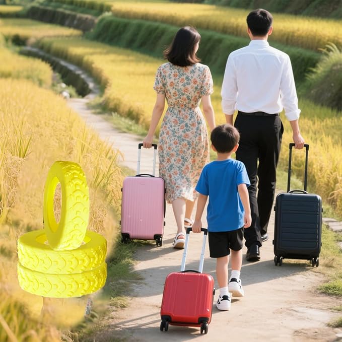 Luggage Wheel Covers, Luggage Wheel Protector Covers for 2-2.4 inches Wheels Suitcases，Anti-Scratch & Noise Reduction Design, Silicone MaterialDurable Travel Case Accessories (8, Yellow)