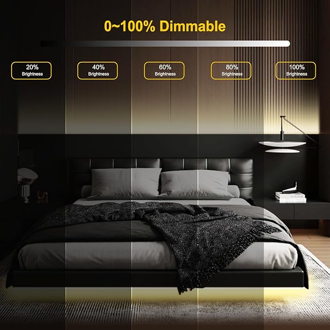 Pandery COB LED Strip Light,CCT Dimmable Strips Light,2700K-6500K,24ft/7.5m,8mm Wide,CRI90+ 24V LED Strips Kit with Bluetooth APP Control/Music Mode,for Bedroom,Kitchen,DIY Lighting