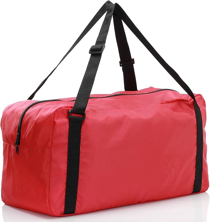 HOLYLUCK Foldable Travel Duffel Bag For Women & Men Luggage Great for Gym (Red)