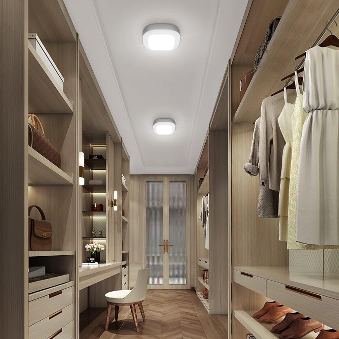 Motion Sensor LED Ceiling Light Battery Operated, Wireless 300LM Indoor | Motion Activated, Motion Sensored, Cool White, Cordless Indoor Use, for Closet, Pantry, Hallway, Stair and Bedroom