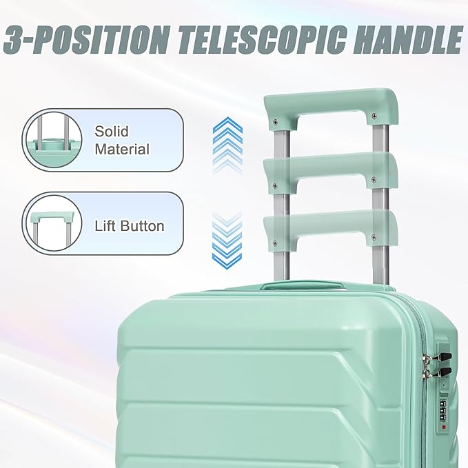Hardshell Luggage, Lightweight ABS Suitcase with Spinner Wheels, 20/14 Inch
