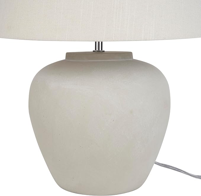 Nourison Home 20" Sand (Light Beige) Neutral Ceramic Table Lamp with Fabric Shade, Bedside Nightstand Lamp for Bedroom, Living Room, Entryway