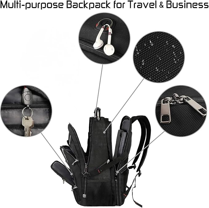 Mogplof 18.4 Laptop Backpack for Men, 55L-60L Extra Large Gaming Laptops Backpack, TSA Friendly Flight Approved RFID Anti-theft Pocket, Water Resistant Suiltable for Travel Business Work