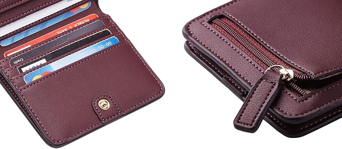 Toughergun Women’s Small Slim Leather Wallet with RFID Protection, Compact Bifold Mini Purse with Clear ID Window