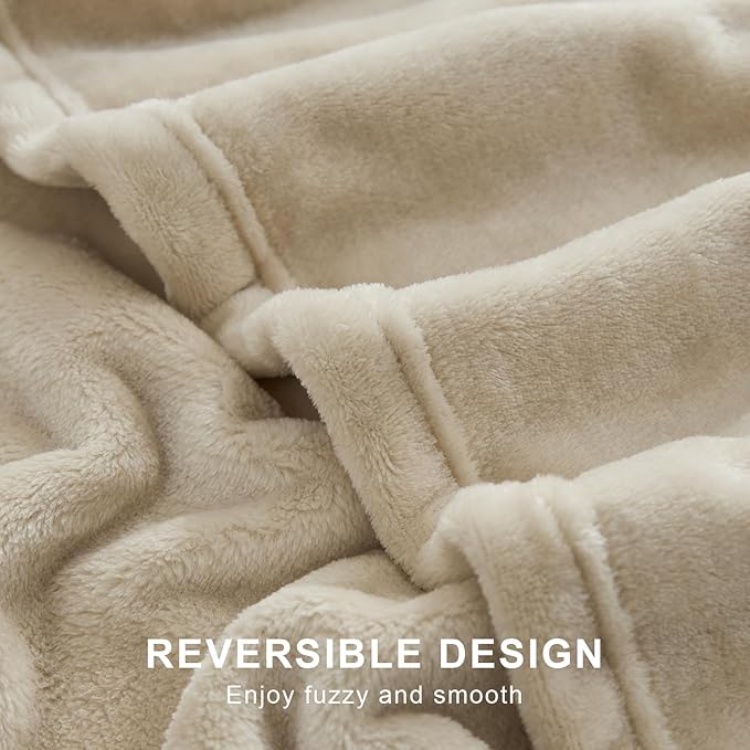 Hansleep Fleece Queen Blanket for Bed Fleece Taupe, Super Soft Flannel Fuzzy, Plush Cozy Blanket for All Seasons, Taupe, Queen 90x90 Inches