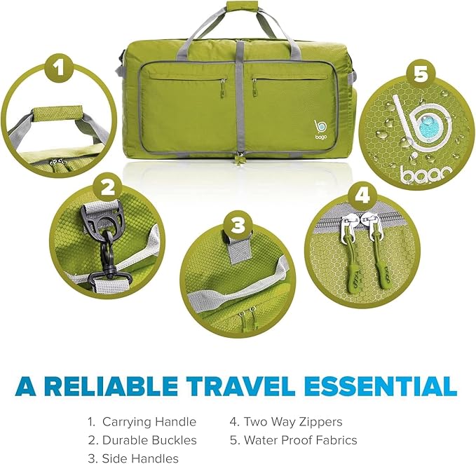 Bago Extra Large Duffle Bag for Travel Women & Men. Durable, Lightweight, Foldable Travel Duffel Bags For Traveling Women. 120L Duffle Bags Use As a Weekender Bag with Shoe Compartment, Checked Duffel