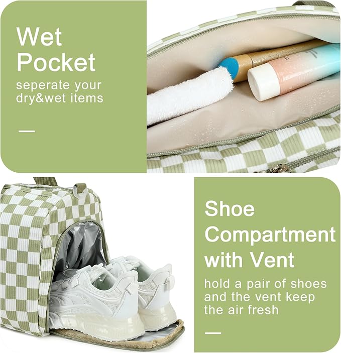 BLUBOON Duffle Bag Girls Kids Cute Gym Bag with Shoes Compartment & Wet Separation Waterproof Sports Overnight Travel Bag