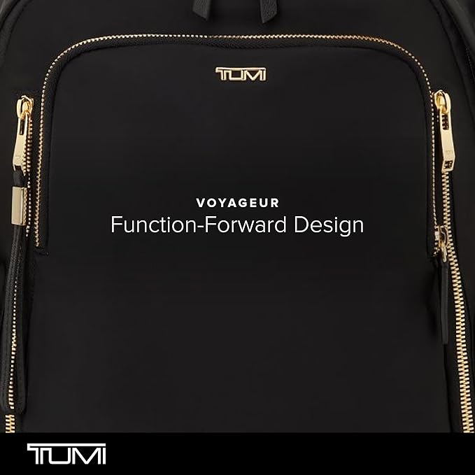 TUMI - Voyageur Celina Backpack - Women's Work and Travel Bag - 16.0" X 10.6" X 6.5" - Holds Up to 16" Laptop - Black & Gold Hardware