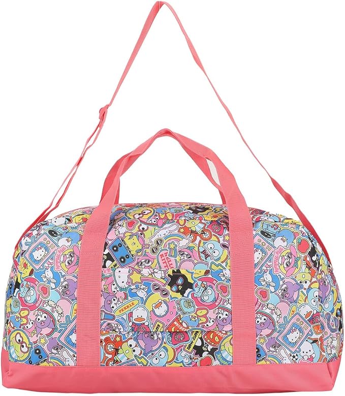 Hello Kitty & Friends All-Over Character Print White & Pink 21" Packable Duffel