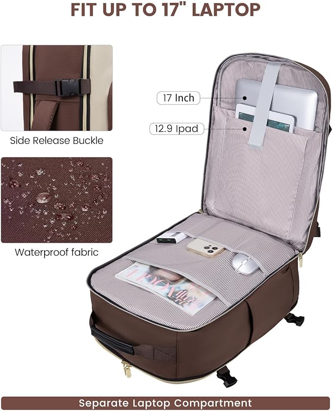 LOVEVOOK 40L Travel Backpack for Women & Men, Airline Approved Carry On Luggage with 3 Packing Cubes, TSA Overnight Bags, Waterproof Personal Item Bag, Weekender Essentials Backpacks fits 17" Laptop
