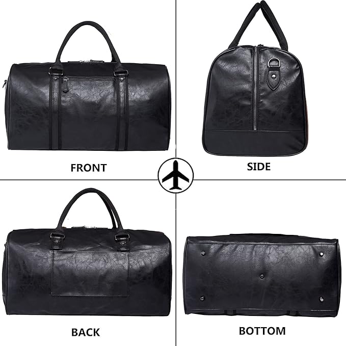 seyfocnia Oversized Duffle Travel Bag Waterproof Leather Weekend Bag Large Carry On Large Carry On Hangbag for Mens or Women