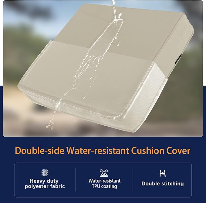 Favoyard Outdoor Seat Cushion Set 24 x 24 Inch Water-Resistant & Fade-Resistant Patio Furniture Cushions with Removable Cover Deep Seat & Back Cushion with Tie Straps for Chair Sofa