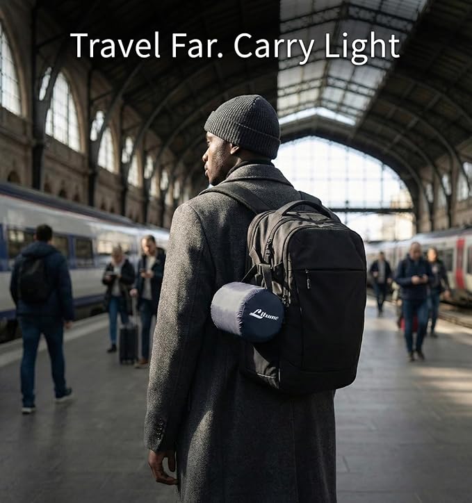 Litume Travel Camping Blanket Lightweight and Breathable, 67 x 48 in Soft Airplane Flight Blanket for Travelers, Foldable Sheet with Stuff Sack for Train, Camp, backapcking, Office, Home