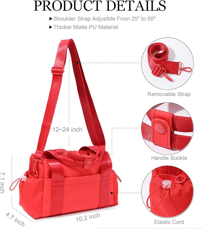 Small Gym Bag for Women, Mini Crossbody Gym Duffle Bag with Wet Compartment, Carry on Gym Tote Bag for Workout Dance Sport Travel (Mini-Red)