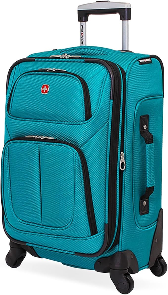 SWISSGEAR Sion Softside Expandable Spinner Luggage Durable Lightweight Travel Suitcase, Teal, Carry-On 21-Inch