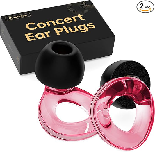 High Fidelity Concert Ear Plugs - 21dB Noise Reduction Music Earplugs for Musicians, Festivals & DJs - Reusable Silicone Hearing Protection with Portable Travel Case, Pink