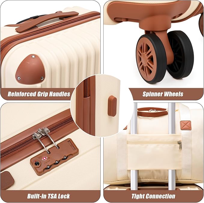 Luggage Sets 5 Piece Suitcases with Wheels, Suitcase Set ABS Hard Case Luggage with TSA Lock Spinner Wheels Durable Travel Luggage